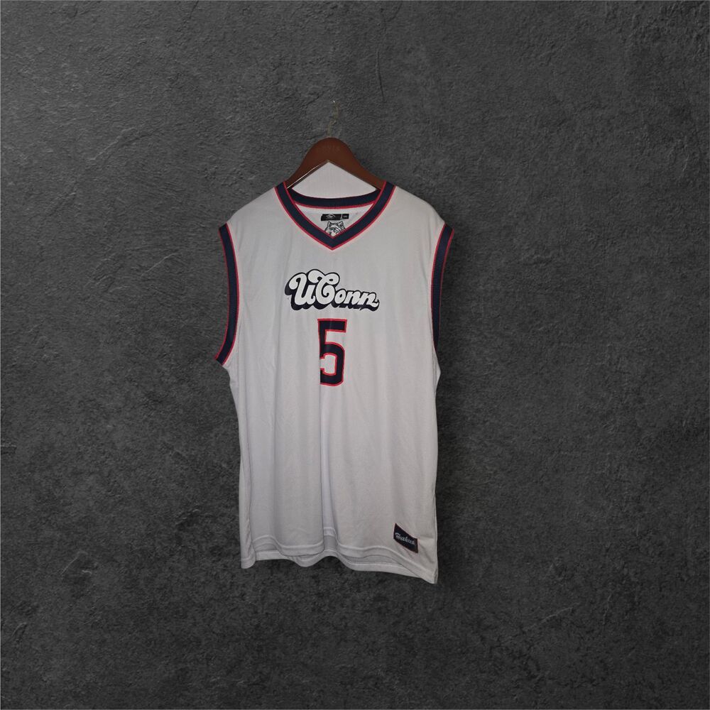 UConn Huskies Paige Bueckers #5 White Sleeveless Basketball Jersey Size 2XL